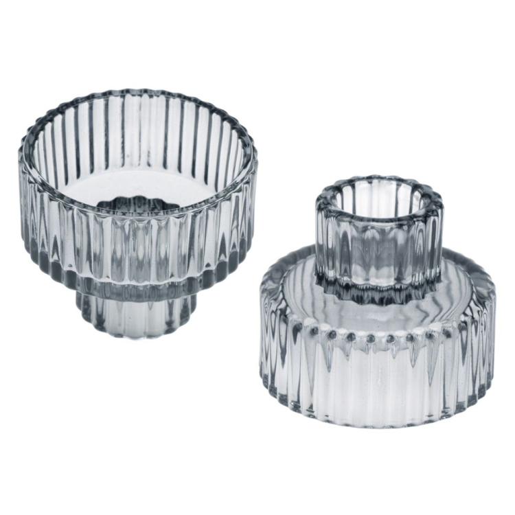 Świecznik szklany TeaLight Gray 5cm RAVI